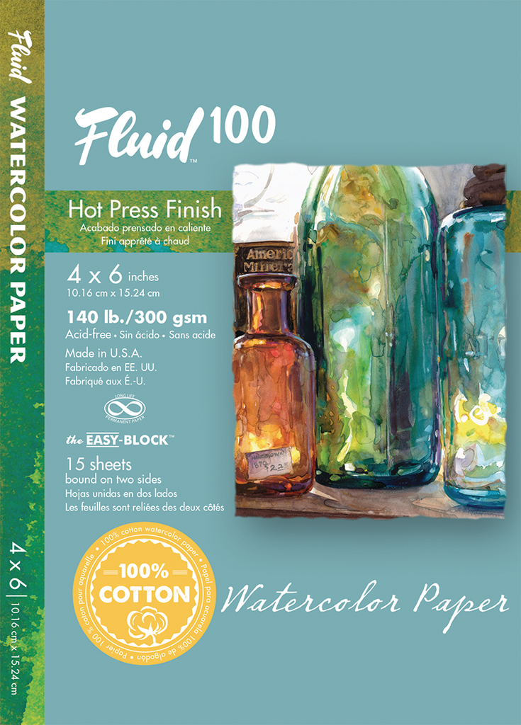 Fluid Watercolor Block 6x8 Hot-Press Surface