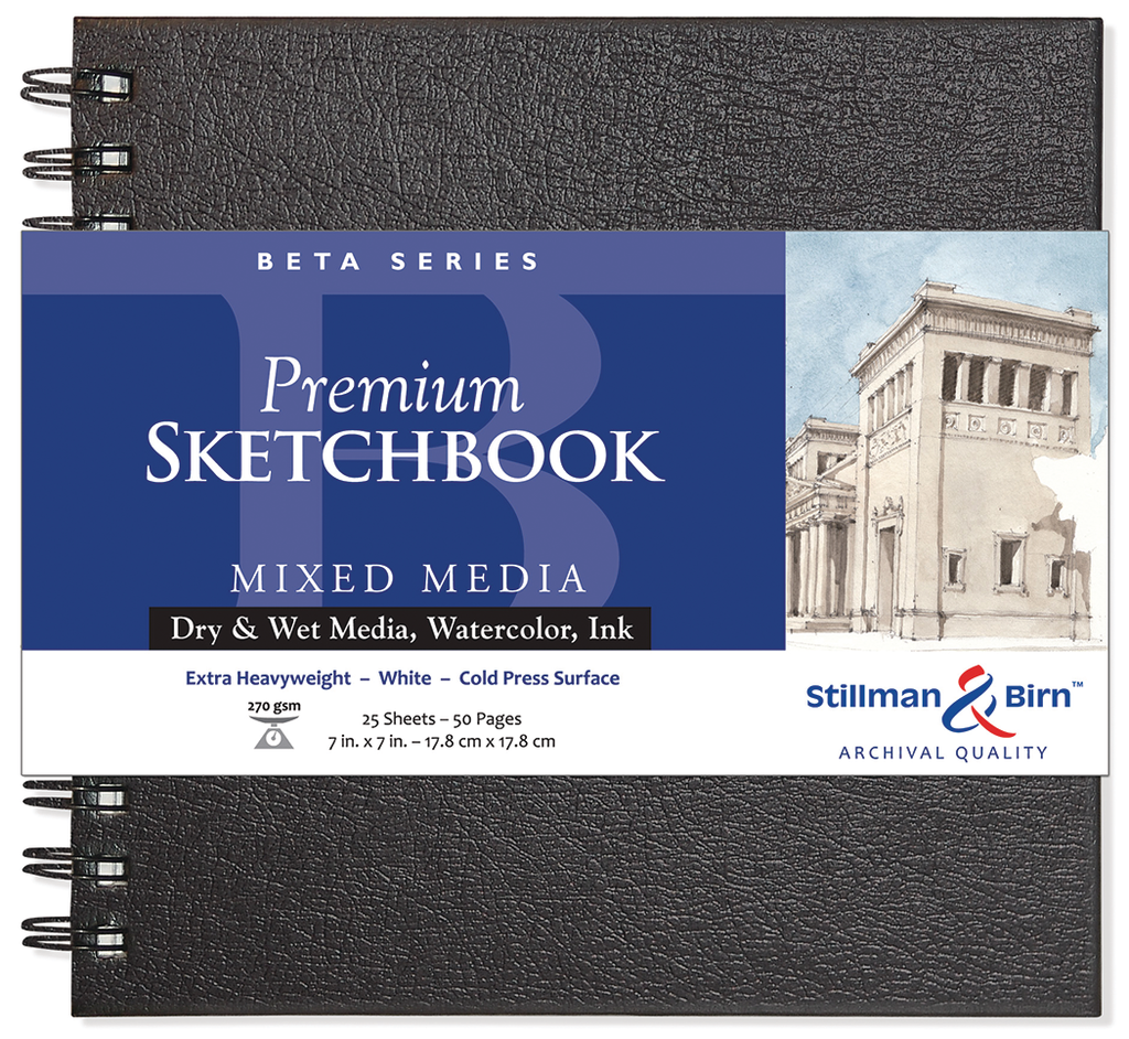 Stillman & Birn Beta Series Wirebound Sketchbook, 7 x 7, 270 GSM (Extra  Heavyweight), White Paper, Cold Press Surface