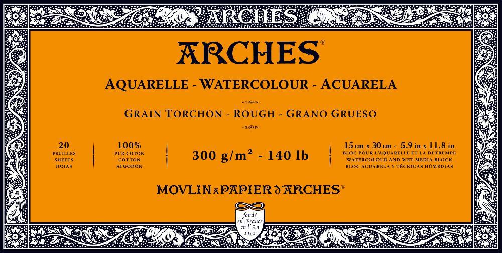 Arches Watercolor Block 9x12, Cold Press 20 Sheets 140lb