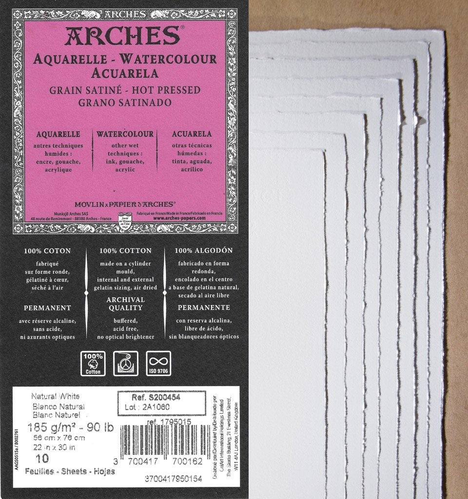 Arches 90lb Hot Press Watercolor, 22 x 30