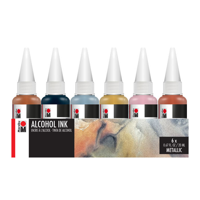 Marabu 6 Metallic Colors Alcohol Ink Set – Rileystreet Art Supply