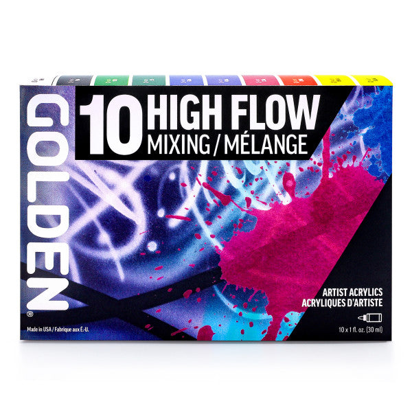 Golden High Flow Acrylic Set, 10-Color Mixing Set