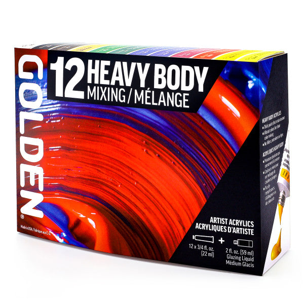 Golden Heavy Body Acrylic Set, 12-Color Mixing Set
