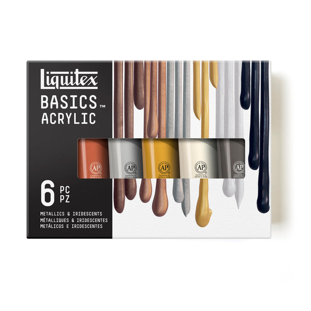 Liquitex Basics Acrylic Metallic and Iridescent Set of 6 118ml Tubes