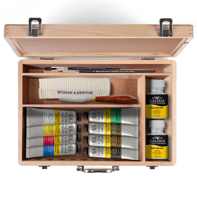 Winsor & Newton Galeria Acrylic Essentials Wood Box Set