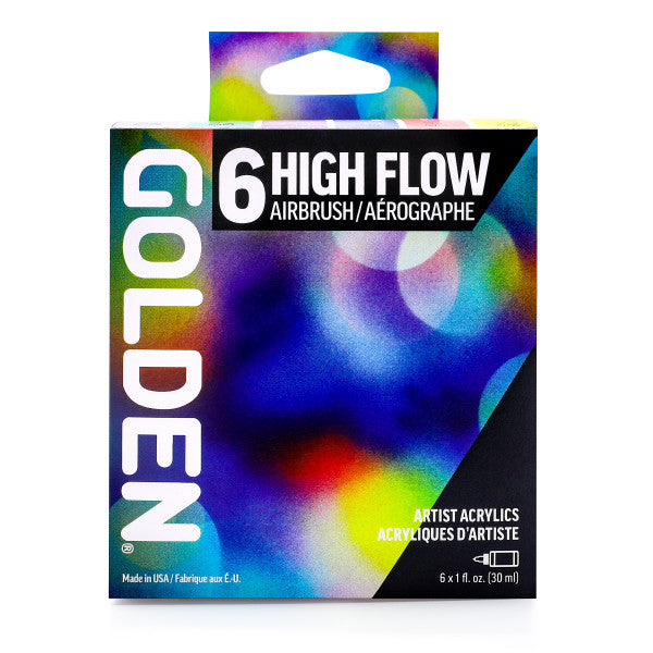 Golden High Flow Acrylic Set, 6-Color Airbrush Set
