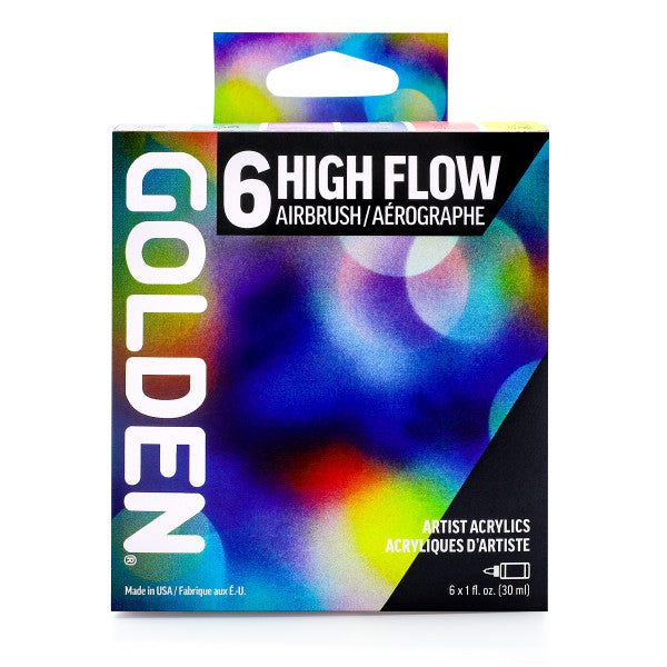 Golden High Flow Acrylic Set, 6-Color Airbrush Set