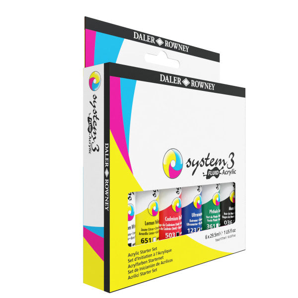 Daler-Rowney System3 Fluid Acrylic Starter Set,
