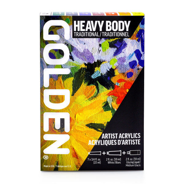 Golden Heavy Body Acrylic Set, 7-Color Heavy Body Traditional Set