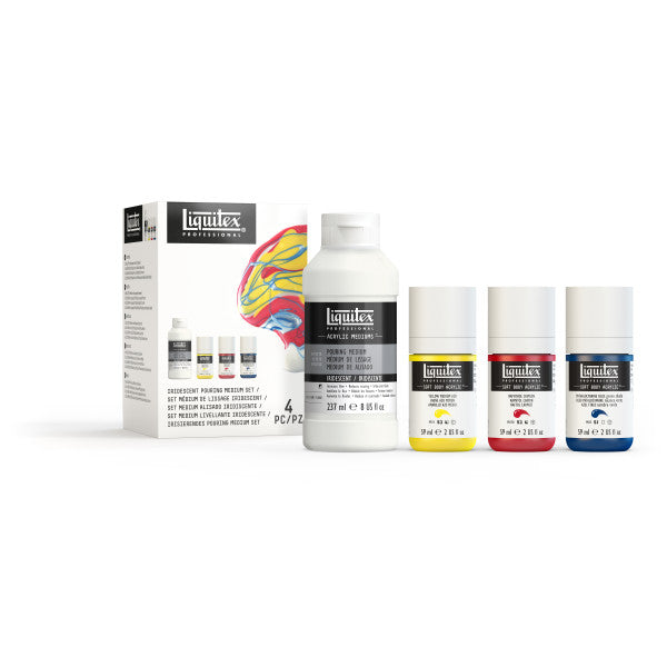 Liquitex Iridescent Pouring Medium & Soft Body Acrylic Set