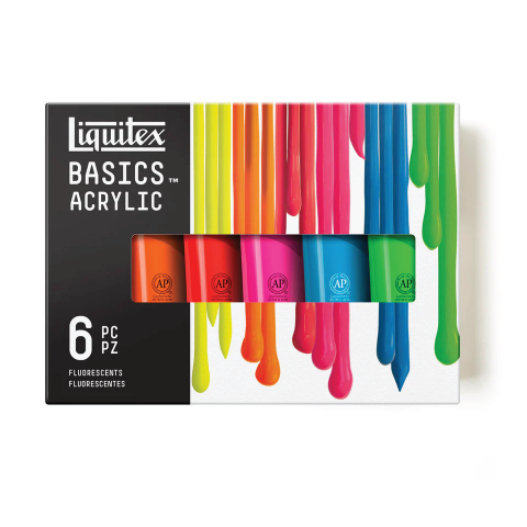 Liquitex Basics Acrylic Fluorescent 6 Color Set - 118ml Tubes