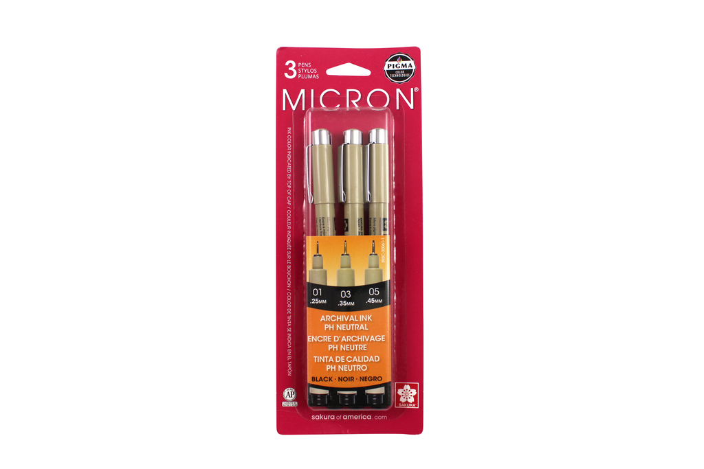 Pigma Micron Set of 3 Black Pens