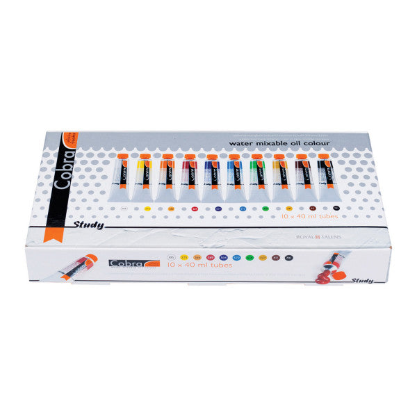 Cobra Study Water Mixable Oil Color Primary and Secondary Mixing Set, 10-40ml Tubes