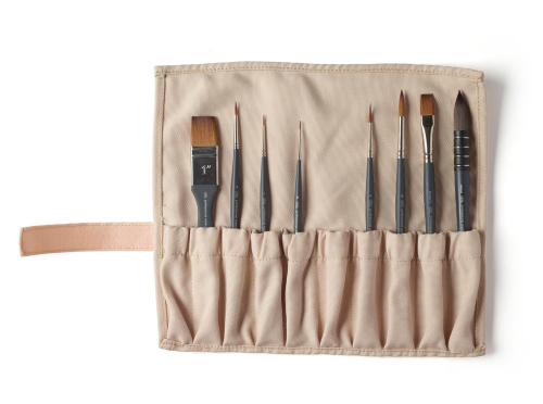 Winsor & Newton Professional Synthetic Sable Watercolor Brush Roll Set