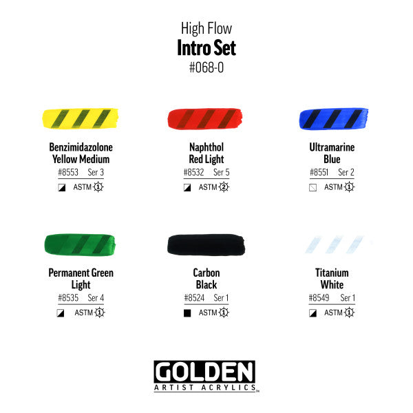 Golden High Flow Acrylic Set, 6-Color Intro Set