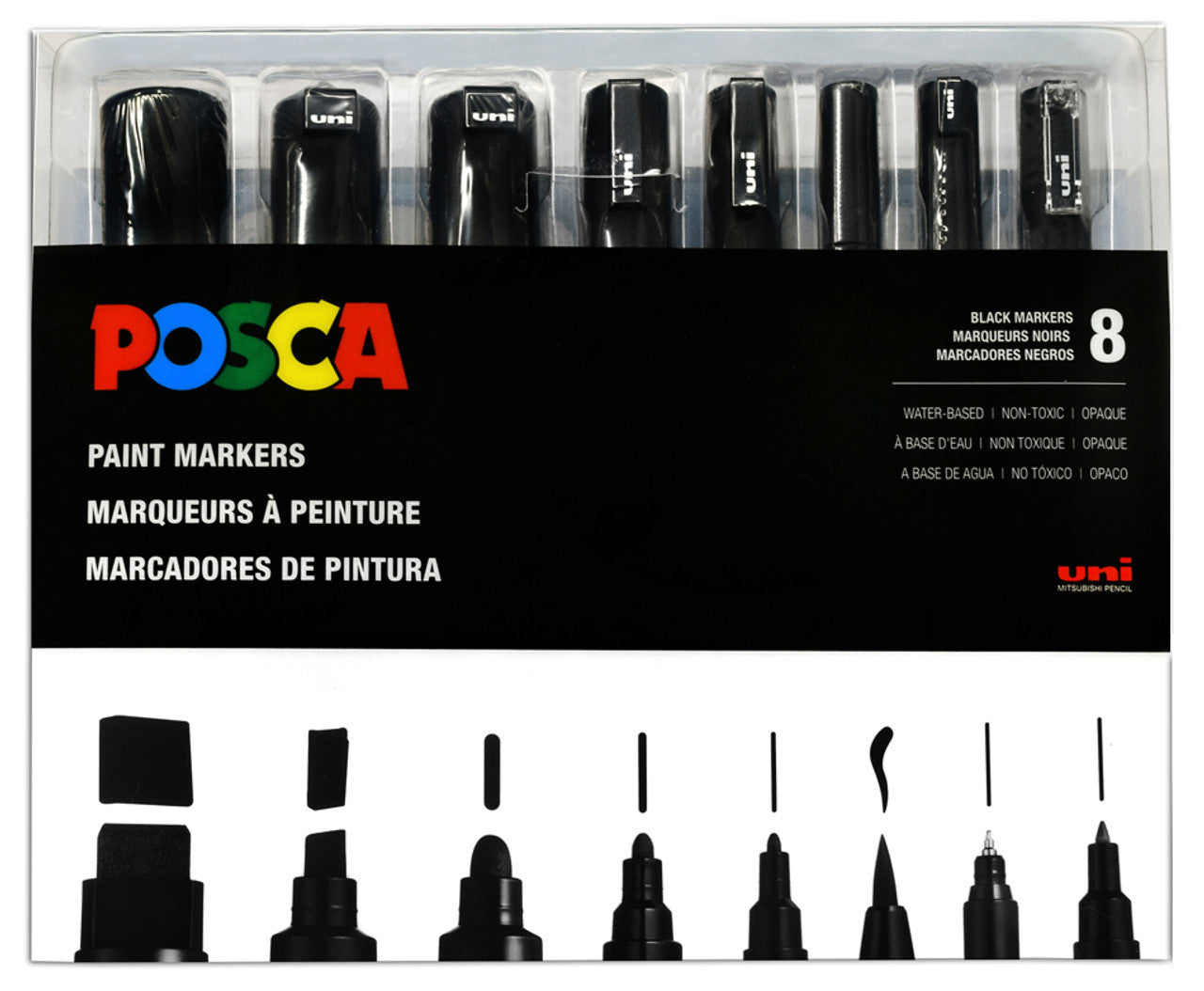 POSCA Paint Marker ALL Black Set of 8