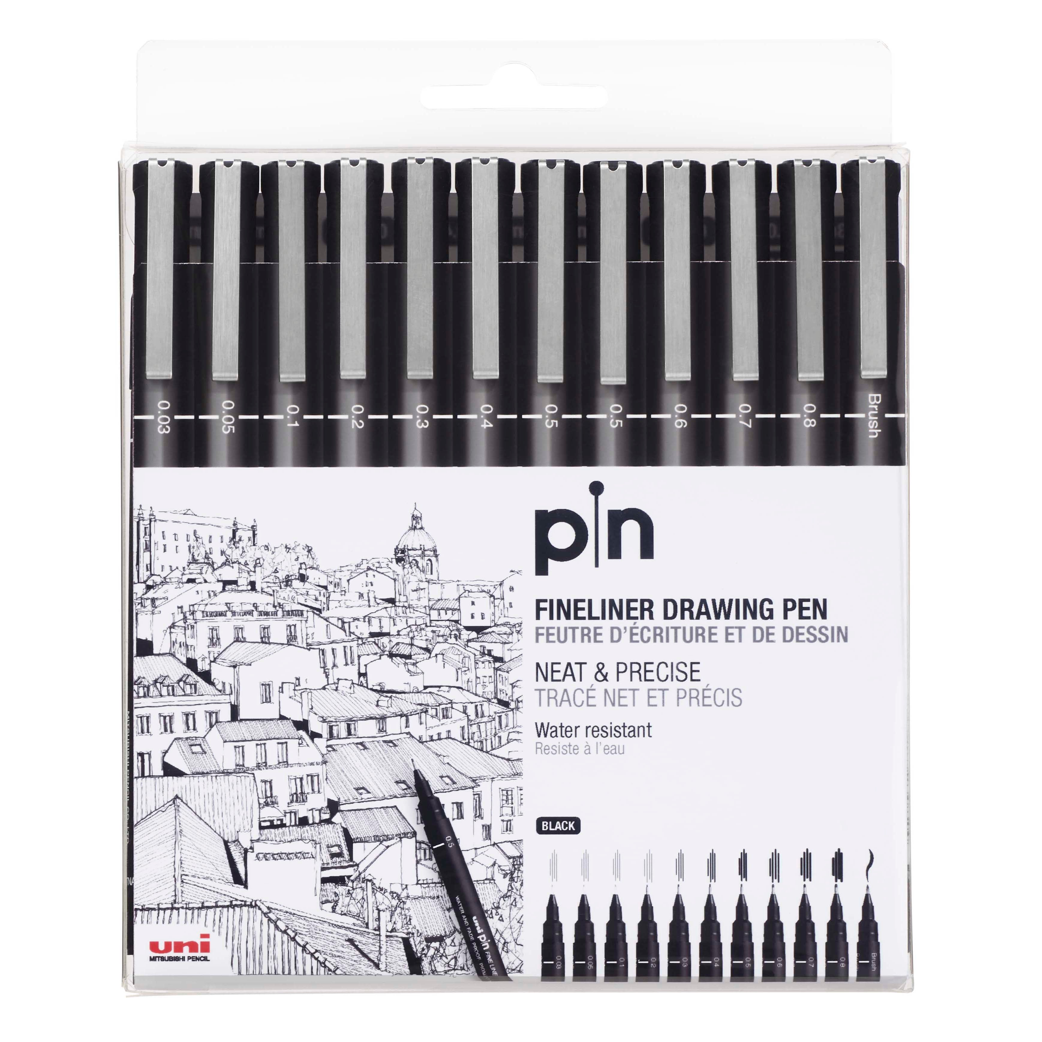 uni PIN Fineliner 12 Pen Set