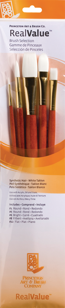 Princeton Real Value White Taklon Assortment 5 Pack