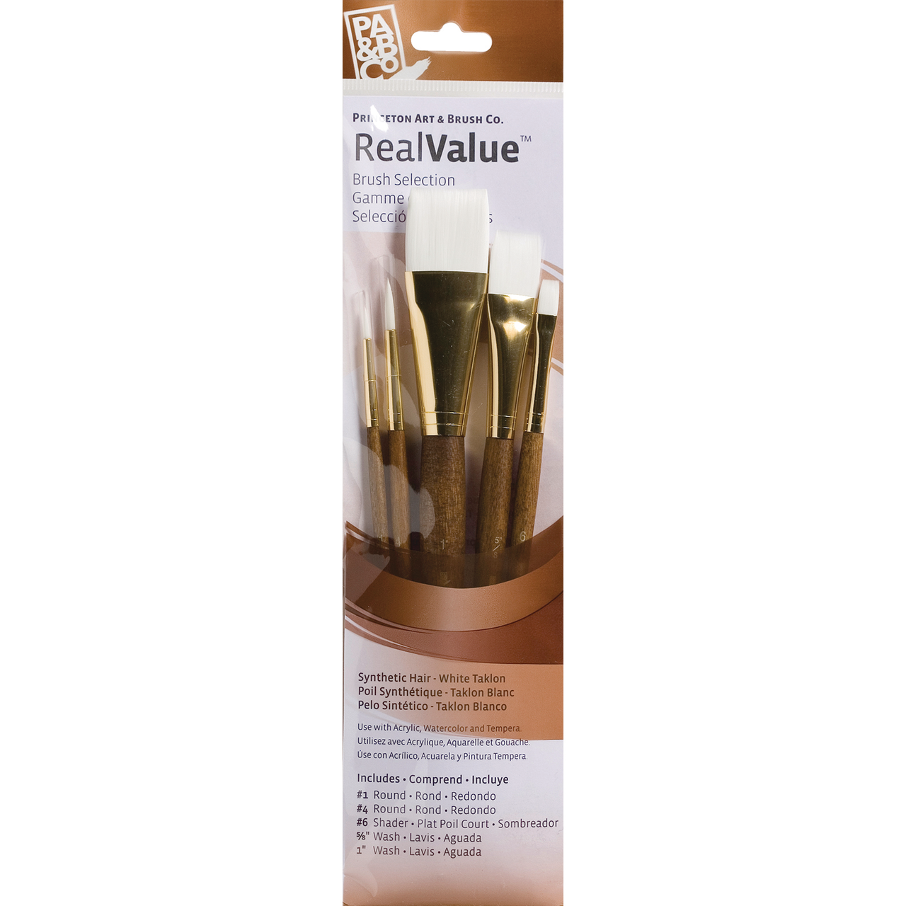 Princeton Real Value White Taklon Assortment 5 Pack