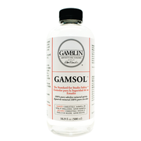 Gamsol can be used to thin oil colors and painting mediums, and for general studio clean-up.