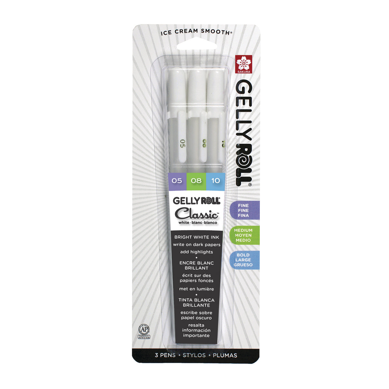 Gelly Roll White Set (Fine, Medium, Bold)