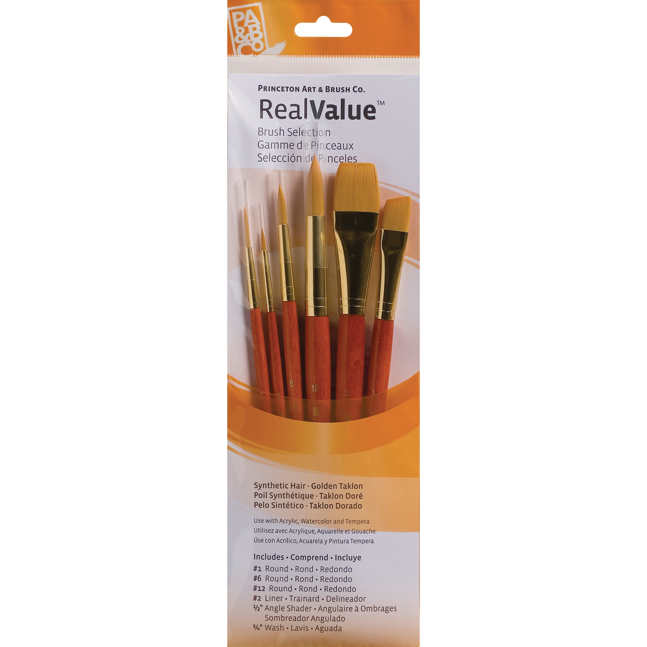 Princeton Real Value Golden Taklon Assortment 6 Pack