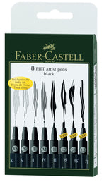 Faber Castell Pitt Pen Black Set of 8