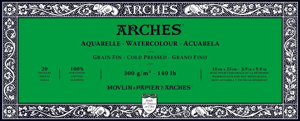 Arches Aquarelle Block 7x10-in Hot Pressed Watercolor Paper 20
