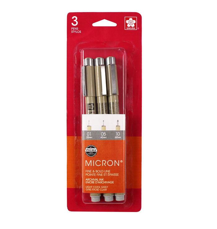 Pigma Micron Light Cool Gray Set of 3