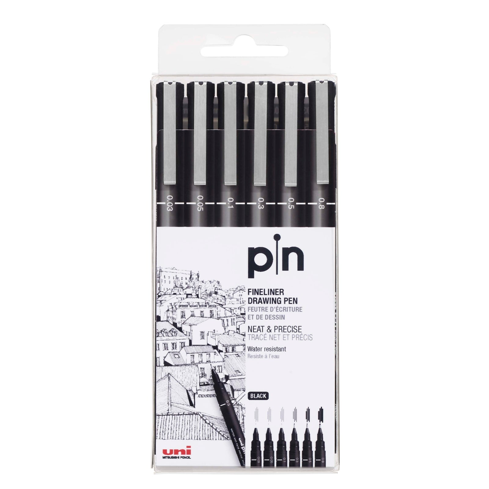 uni Pin Fineliner Sets of 6