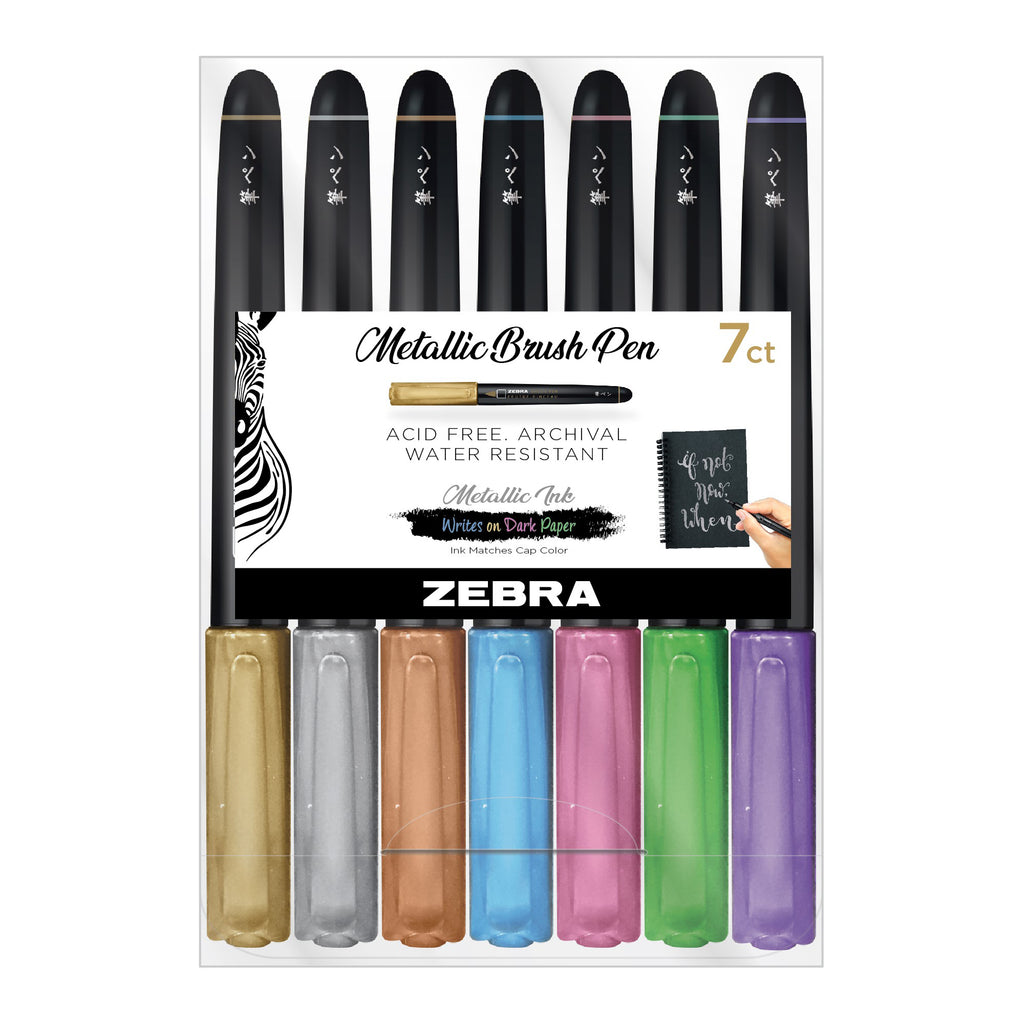 Zebra Metallic Brush Pen 7 Color Set