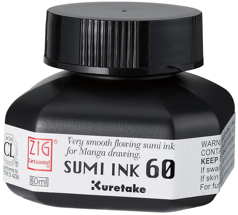 Kuretake Zig Cartoonist Ink Sumi Black - 60ml Bottle
