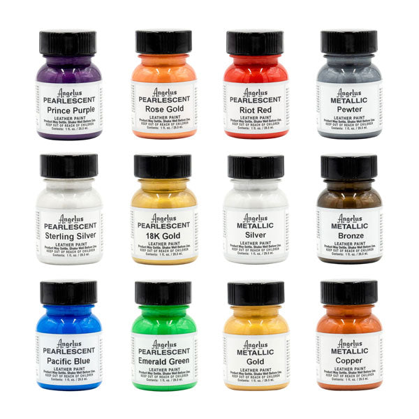 Angelus 12 Color Acrylic Leather Paint Sets