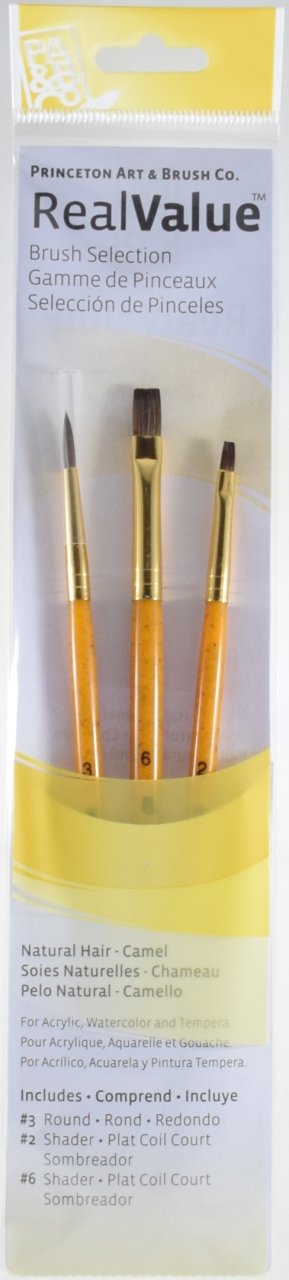 Princeton Real Value Camel Hair Shader/Round 3 Pack