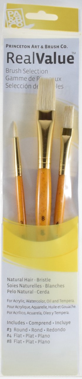 Princeton Real Value Natural Bristle Flat/Round 3 Pack