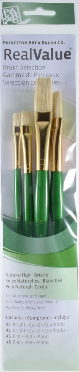 Princeton Real Value Natural Bristle Bright/Flat 4 Pack