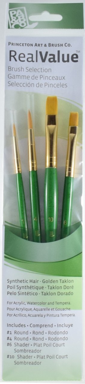 Princeton Real Value Golden Taklon Round/Shader 4 Pack