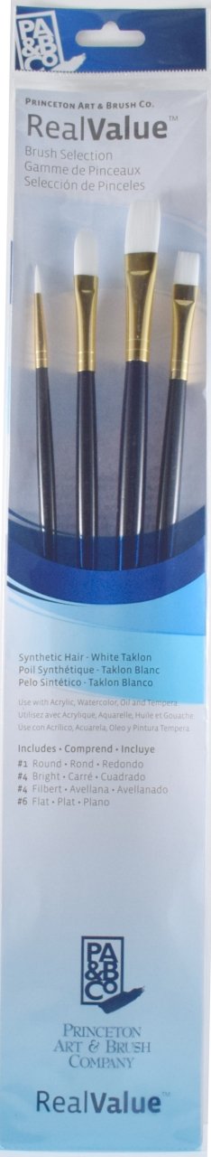 Princeton Real Value White Taklon Assortment 4 Pack