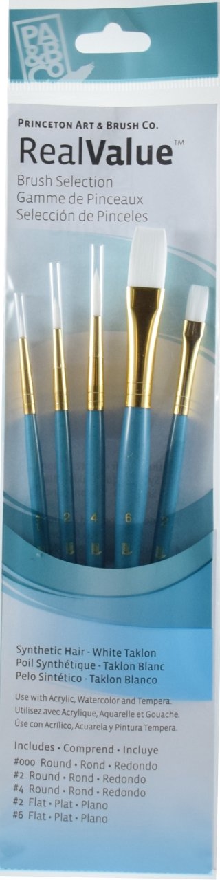 Princeton Real Value White Taklon Assortment 5 Pack