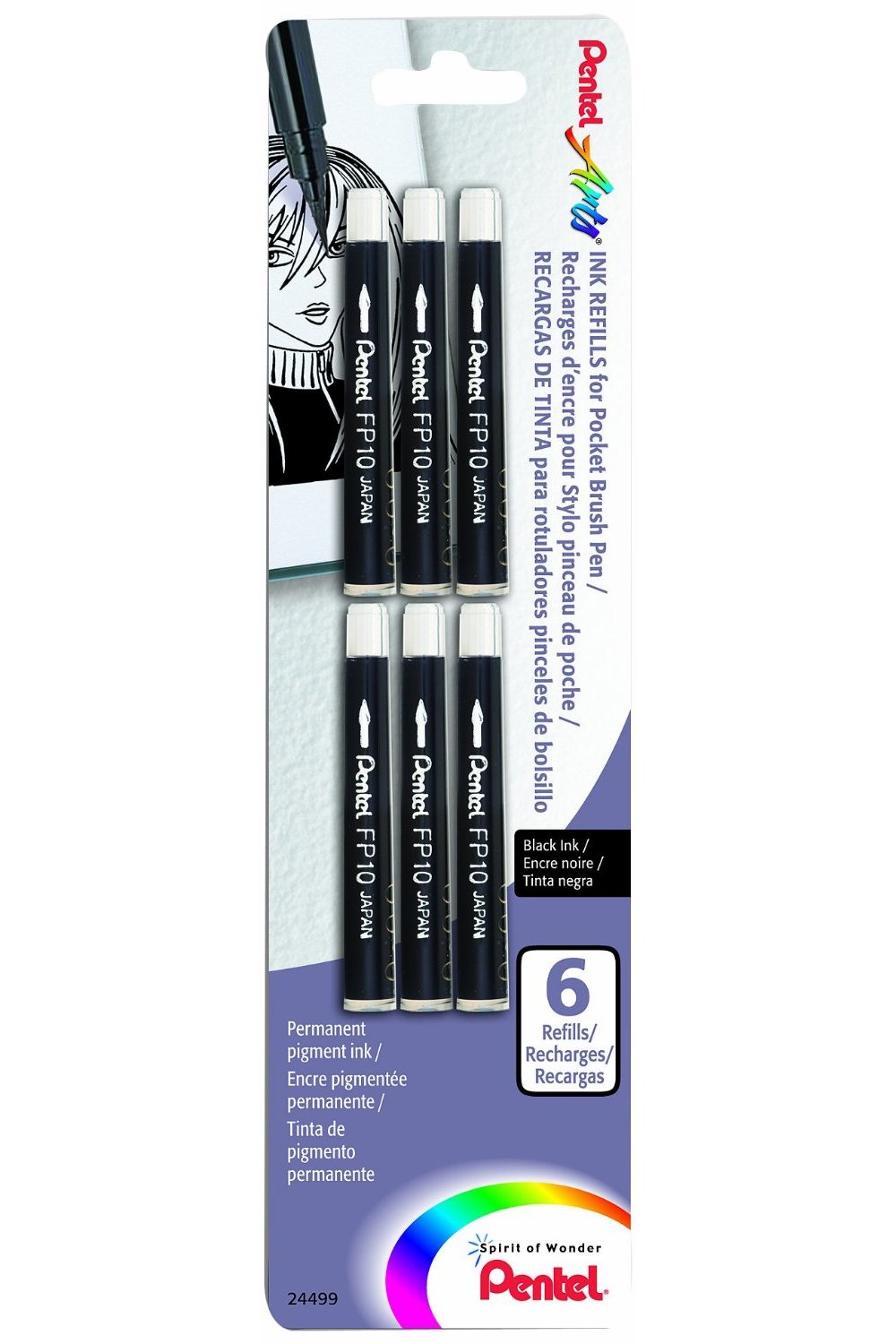 Pentel Pocket Brush Refill 6 Pack