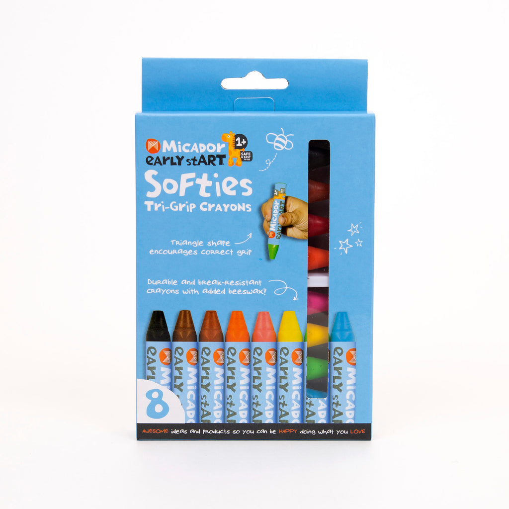 Micador early stART Softies Tri-Grip Crayons, 8-Colors